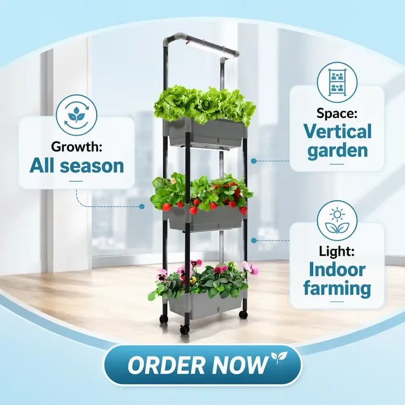 3-Layer Deep Soil Cultivation Home Garden Planters Herb Grow Rack Vertical Hydroponics Growing System Full Spectrum Led Grow