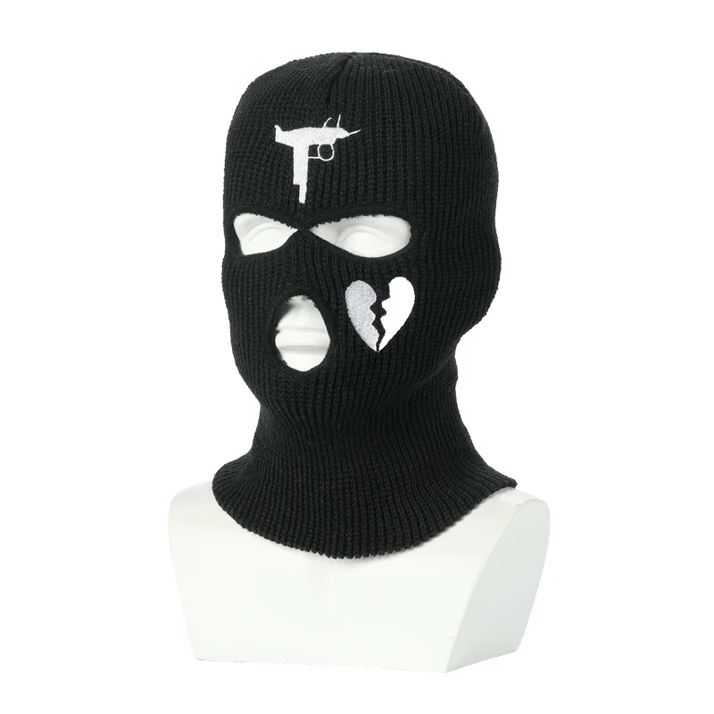 Three-hole Ski Mask Tactical Full Face Mask Winter Hat Halloween Party Mask Limited Embroidery