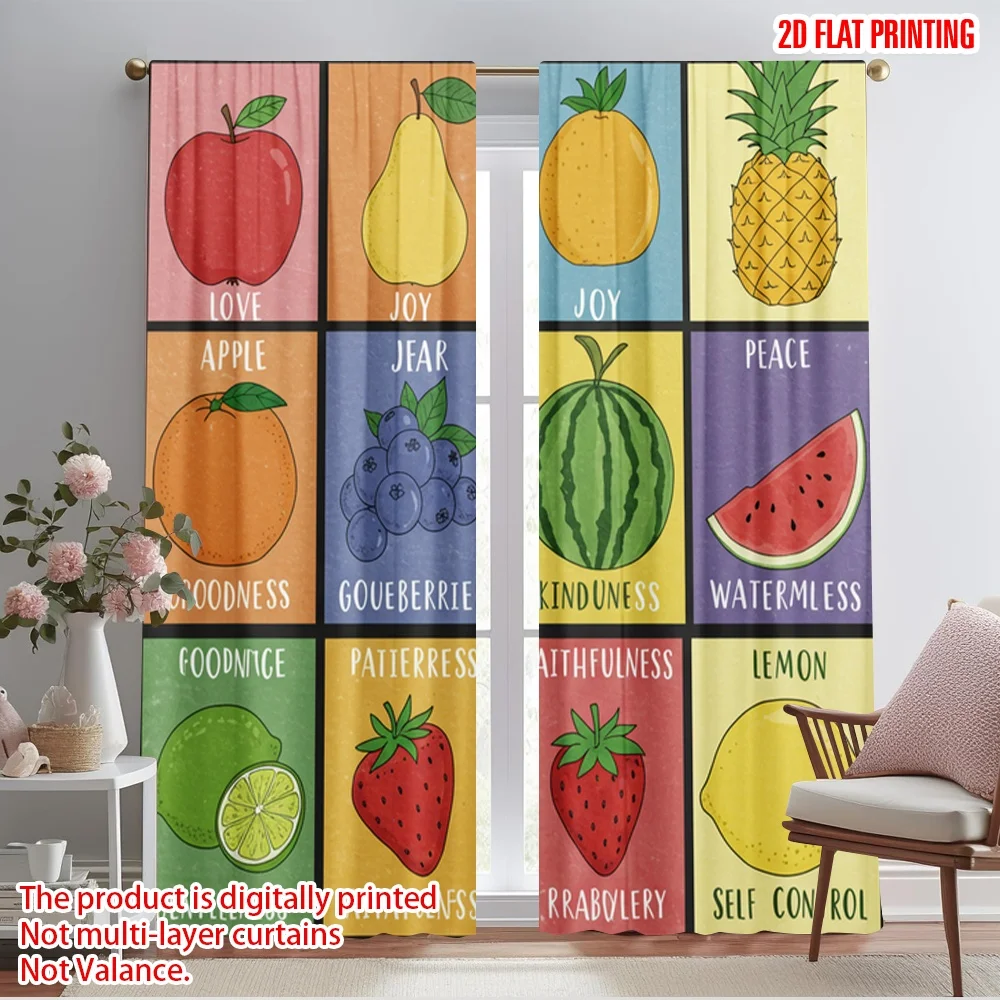 

2pcs 2D flat printing Window Treatment Curtains The Fruit of the Spirit Polyester Without Electricity 0 Perfect for Decorations