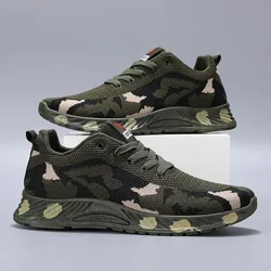 Men's Casual Single Shoe Trend Versatile Sports Shoes Breathable Fly Woven Camouflage Military Training Running Men's Shoes EVA