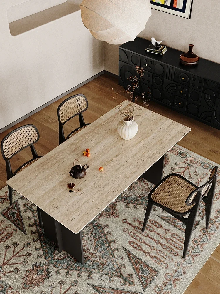 Slate dining table Small household minimalist modern simple rectangular dining table and chair combination