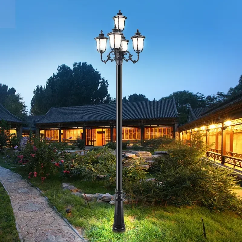 Nordic Style Decorative Garden Lamp Lantern Outdoor Classic Pole Light Street Lamp Antique Cast Iron Aluminum IP65