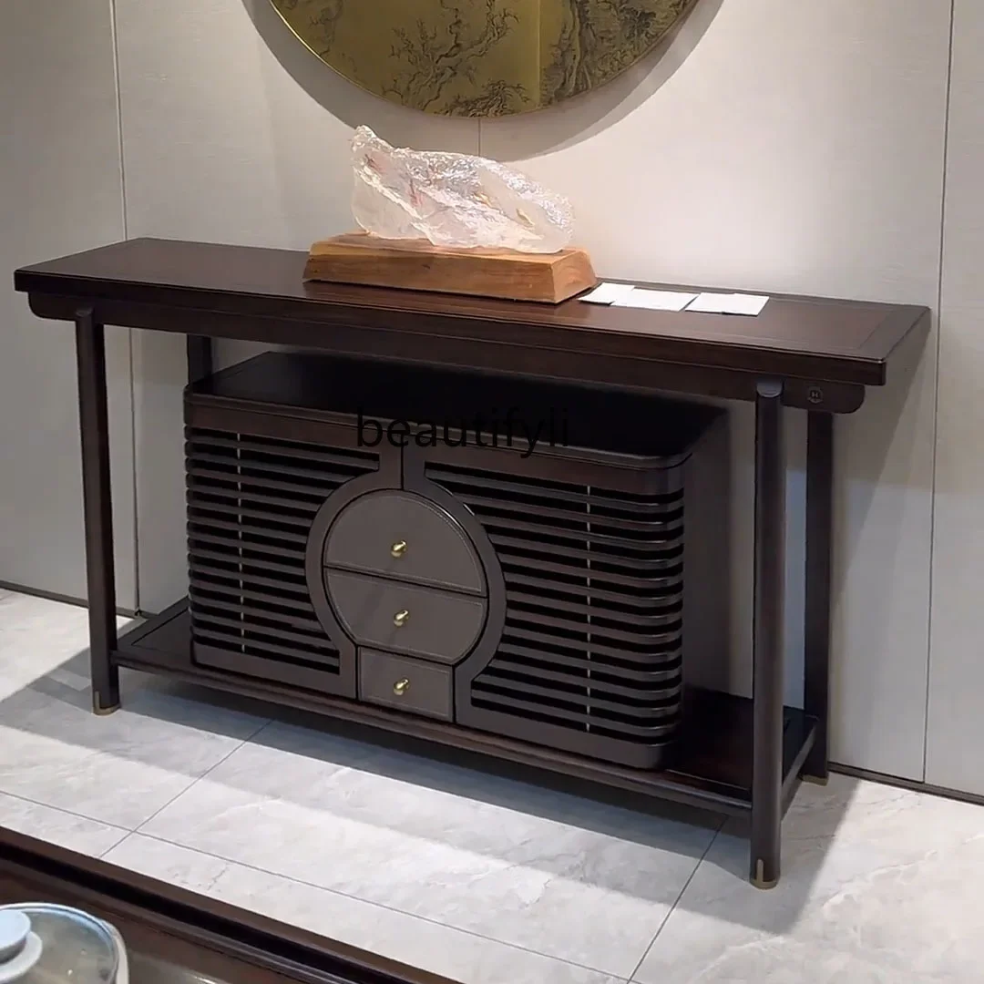 

New Chinese ebony wood entrance cabinet light luxury solid wood entrance table against the wall strip case end view table