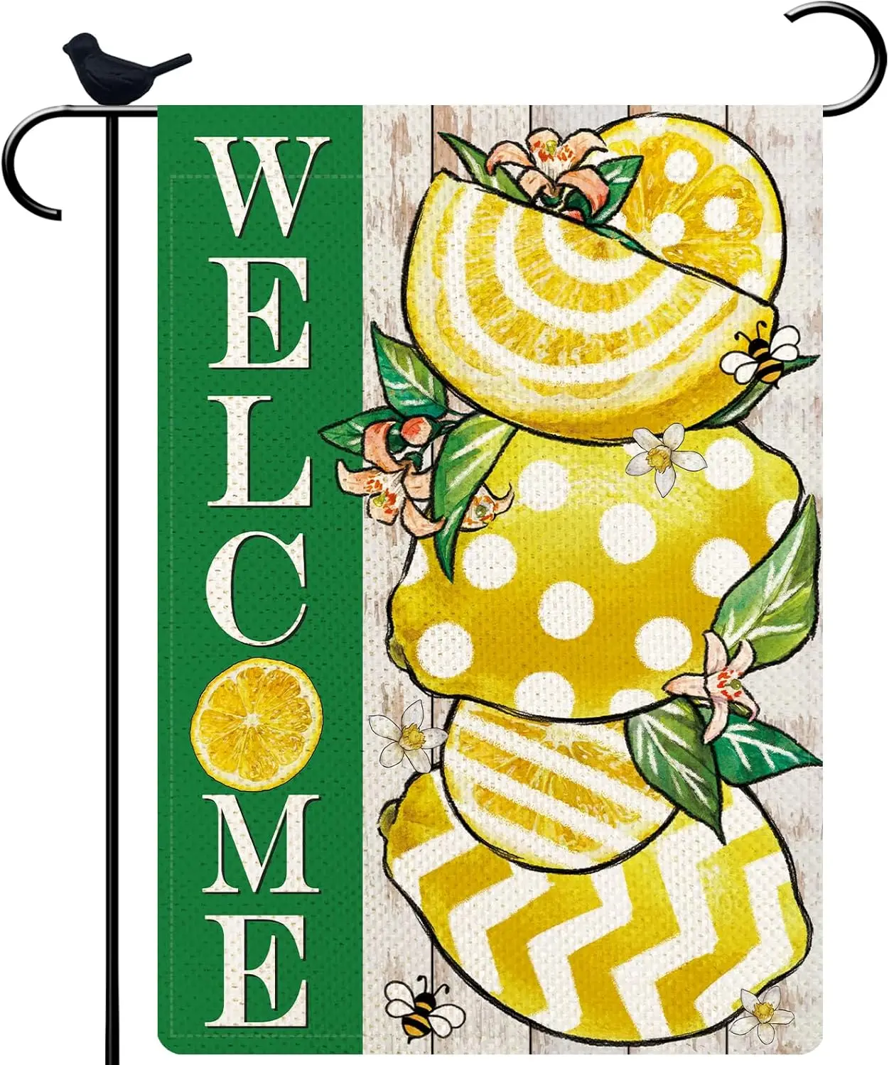 Welcome Summer Three Lemon Garden Flag Spring Summer Double Sided Vertical Rustic Burlap Farmhouse Small Yard Seasonal Holiday O