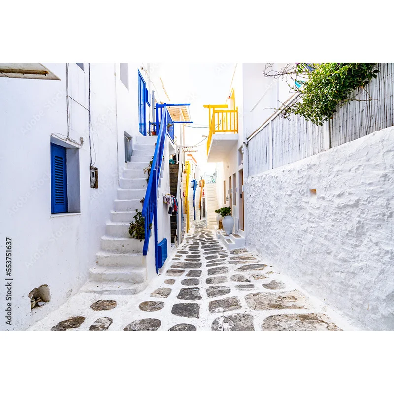 Streets Seaside Island Scenery and Plants Houses White Pigment Wedding Photos Photography Background Props HJD-07