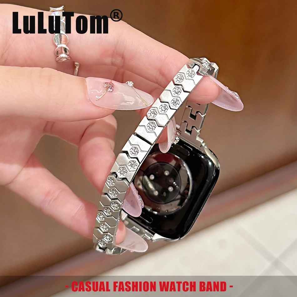 

Luxury Diamond Scales Bracelet Band for Apple Watch 11 10 9 8 7 6 SE 5 Ultra Metal Strap Iwatch Series 38 40 41 42 44 45 46 49mm