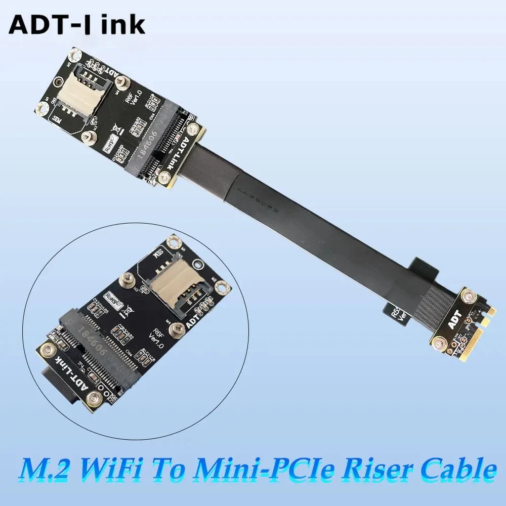 ADT R56SF M2 WiFi To Mini-PCIe Riser Cable Male-to-Female Gen3.0 Mini-PCIe mPCIe Wireless Card To M.2 A.E.Slot Extension Adapter