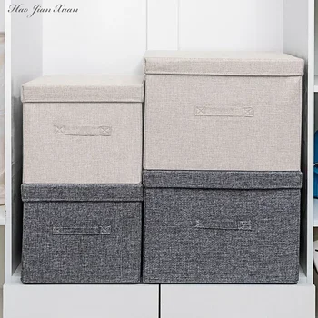 Washable Cotton Linen Folding Storage Box with Lid 1