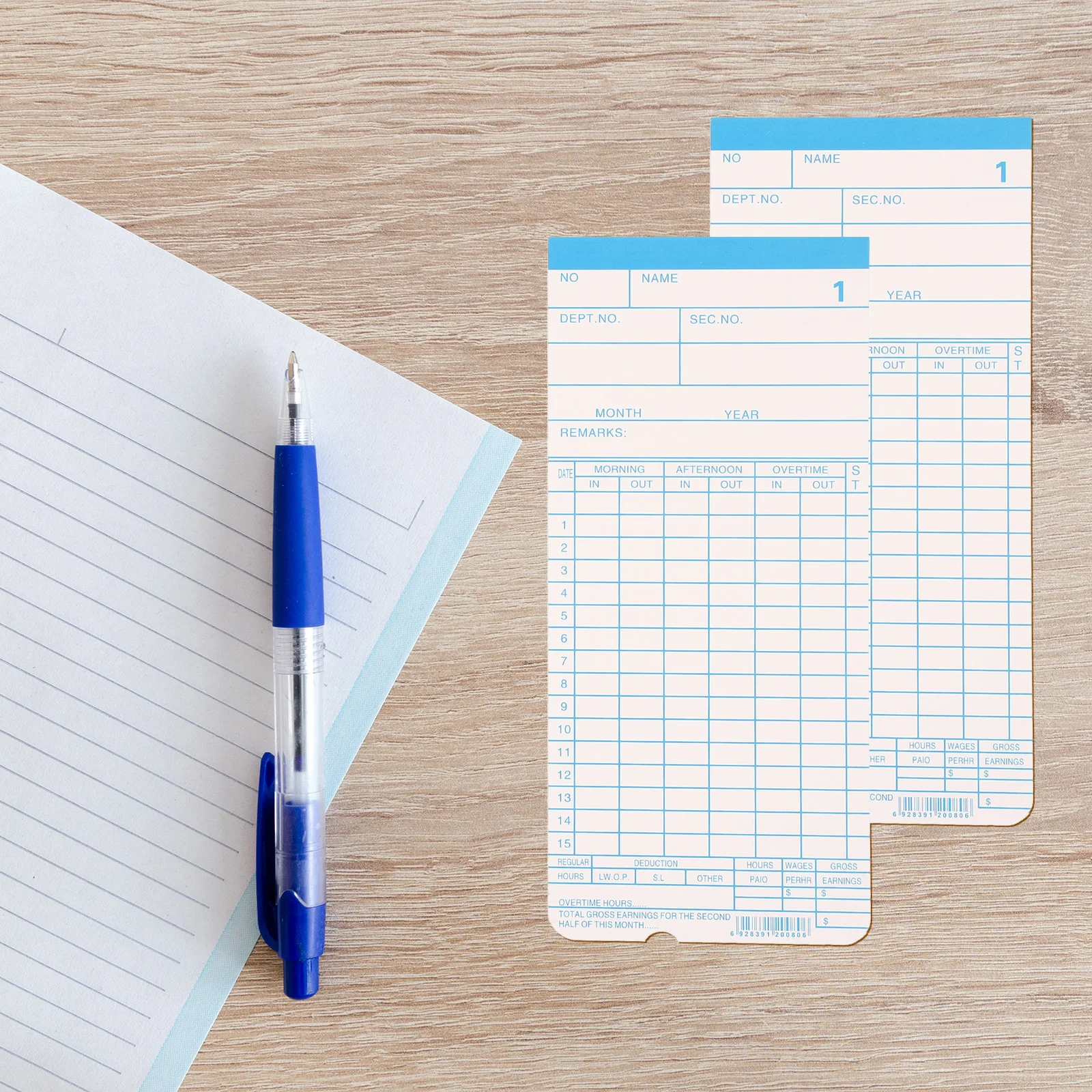 1 Set Double-Sided Office Time Sheets Attendance Recording For Employees Supplies Factory Warehouse Use