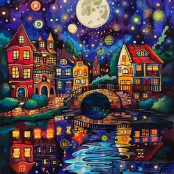RUOPOTY 5d Diamond Painting Painted Scenery Full Round Square Diamond Rhinestone Pictures Home Decoration