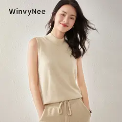 WinvyNee Autumn New Women's Cashmere Wool Tops Office Lady Solid Turtleneck Warm Soft Vest Girls Tank Streetwear Tops C1044005