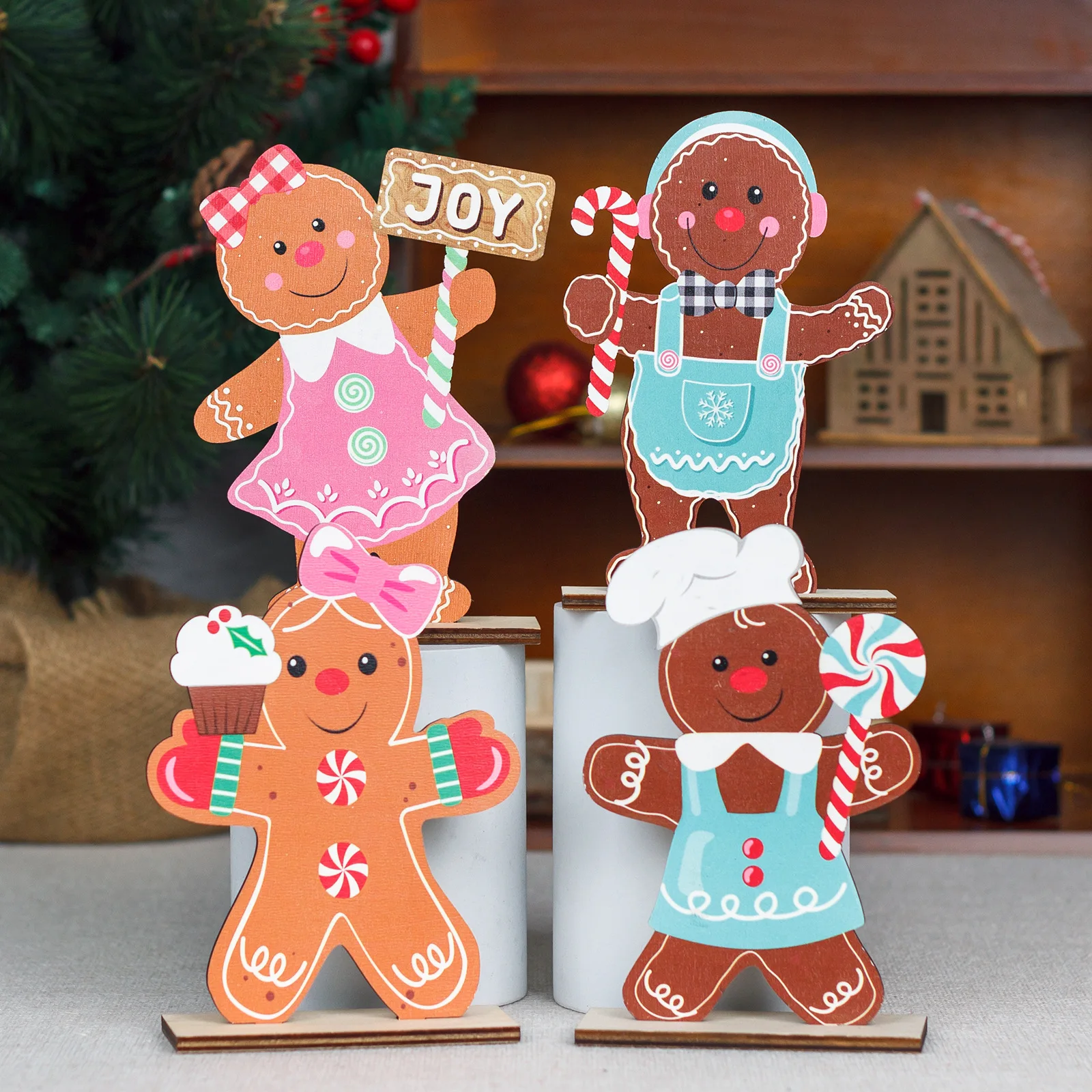 Christmas Gingerbread Man Decorations Christmas Cookie Man Ornament Christmas Small Tree Table Ornament Decoration