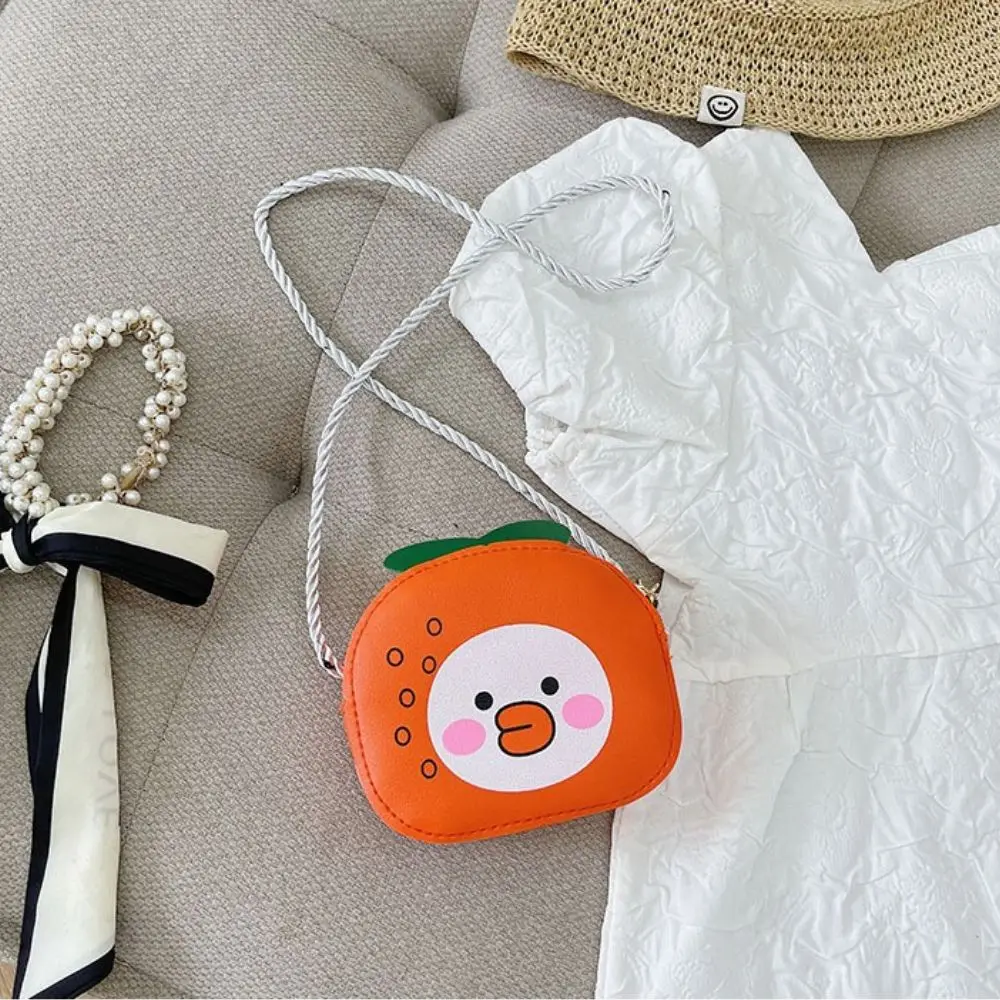 Mini bolso de hombro de dibujos animados Kawaii para niños, monedero, bolso cruzado, fresa, melocotón, naranja, piña