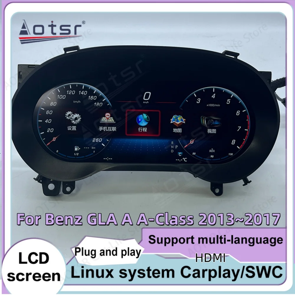 

12.3 Inch For Benz GLA A A-Class 2013~2017 Carplay Digital Dashboard Panel Speedometer meter Virtual Instrument Cluster Cockpit