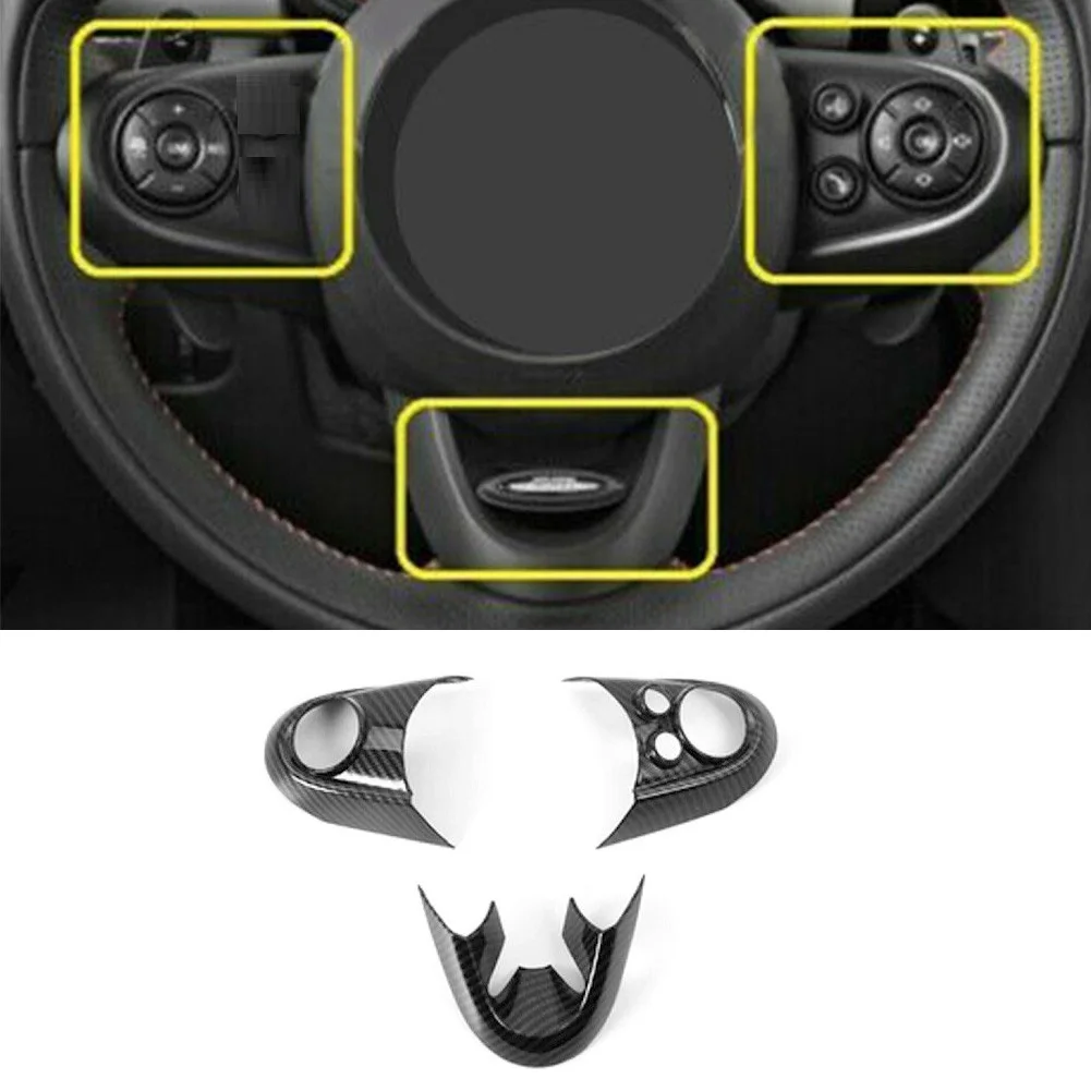 Car Accessories For BMW MINI Cooper F55 F56 Steering Wheel Buttons Panel Cover Trim Stickers Carbon Fiber