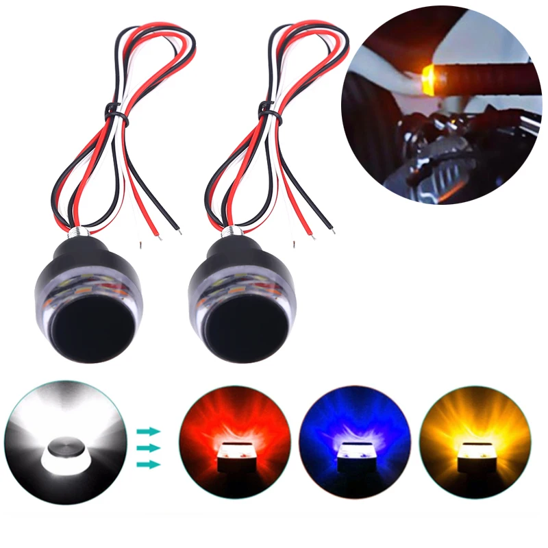 

Universal 12V Motorcycle Handle Led Turn Signal Light Handlebar Flashing LED Yellow White Blue Red Light Blinker Mini