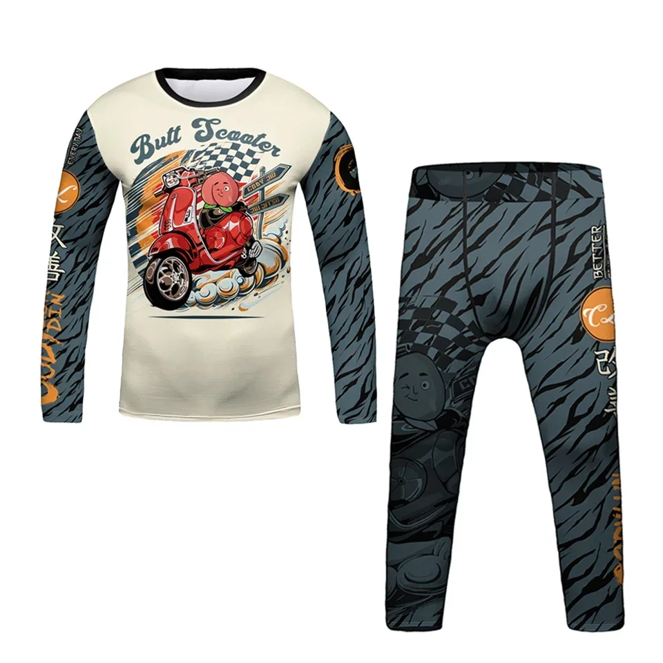 Bambini MMA BJJ Tuta Jiu Jitsu Rashguard Quick Dry Training Abbigliamento da palestra Ragazzo Bambini Boxe Tuta sportiva Set da corsa Abbigliamento sportivo