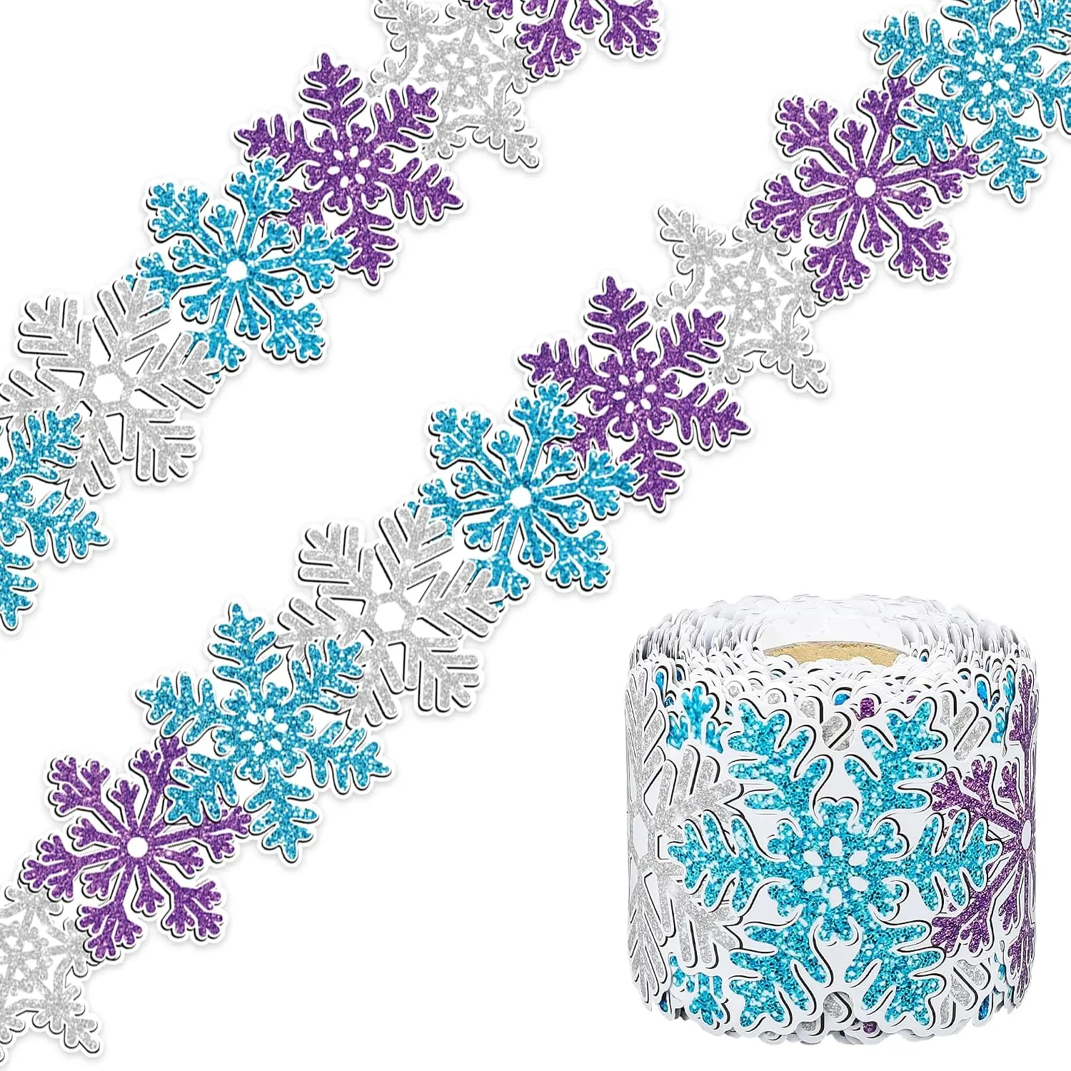 33Ft Snowflake Bulletin Border Trim Winter Board Decorations Die Cut Roll For Classroom Office Chalkboard Wall Christmas Holiday