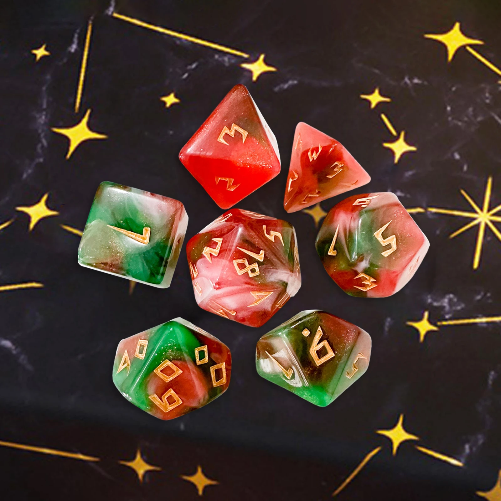 7Pcs Multisided Dices Set Double-Colors Polyhedral Dices D4, D6, D8, D12,D20, D10 for Board Game Role Playing Game Party