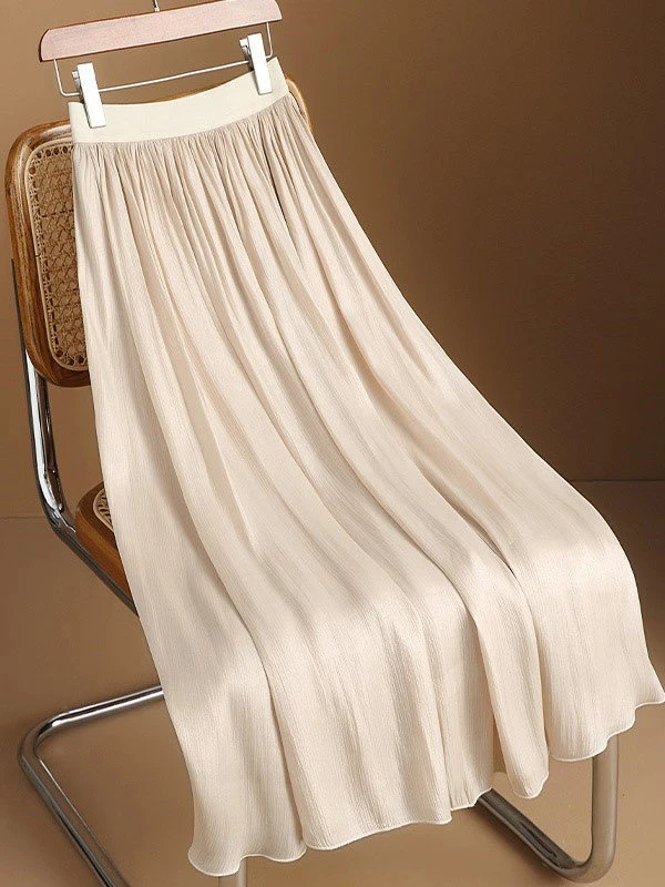 Fashionable Milk Pearl Mesh Skirt High Waist Gored Skirt Elegant Versatile Spring New Arrival Women's Premium Brand Dress