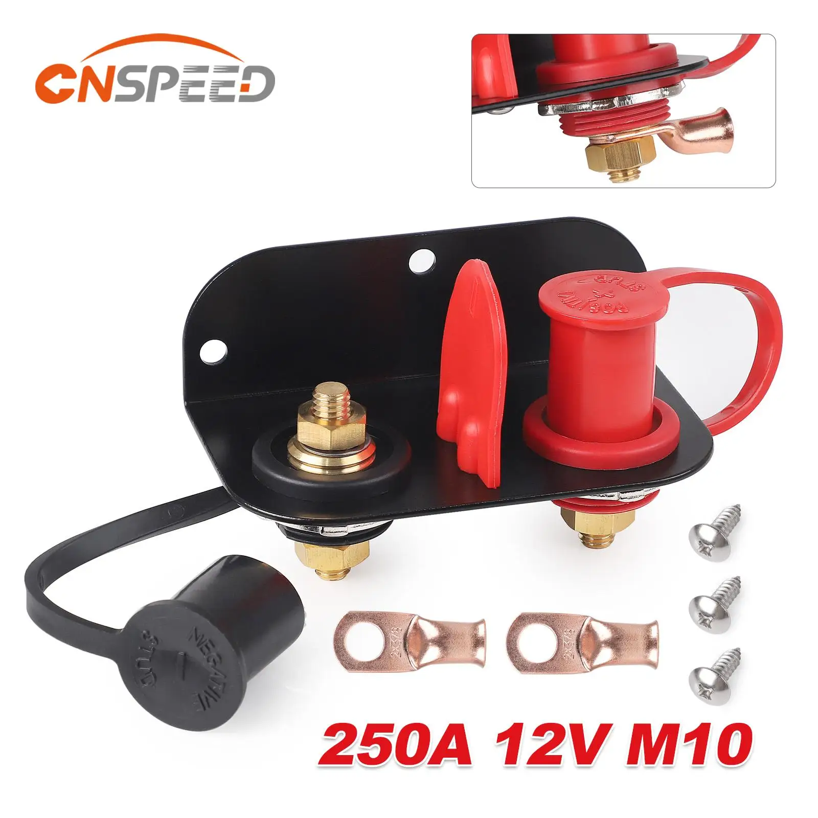 

CNSPEED Remote Battery Jumper Post Terminal Remote Charging Tool Relocation Kit for UTV ATV Car Trucks Mower Boat 12V 250A M10