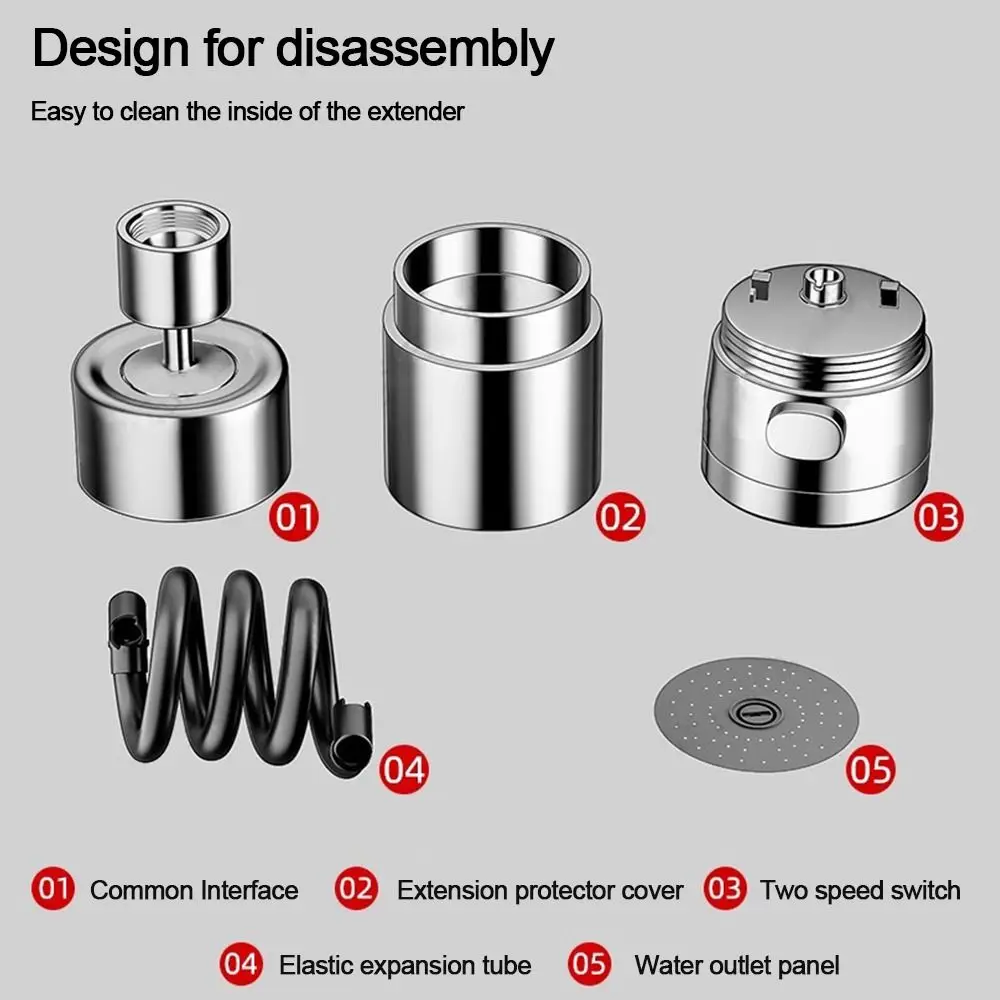 

Насадка для кухонного смесителя с защитой от брызг, экономия воды 360° ° Вращающаяся насадка-распылитель, 2-режимные регулируемые краны для выхода воды