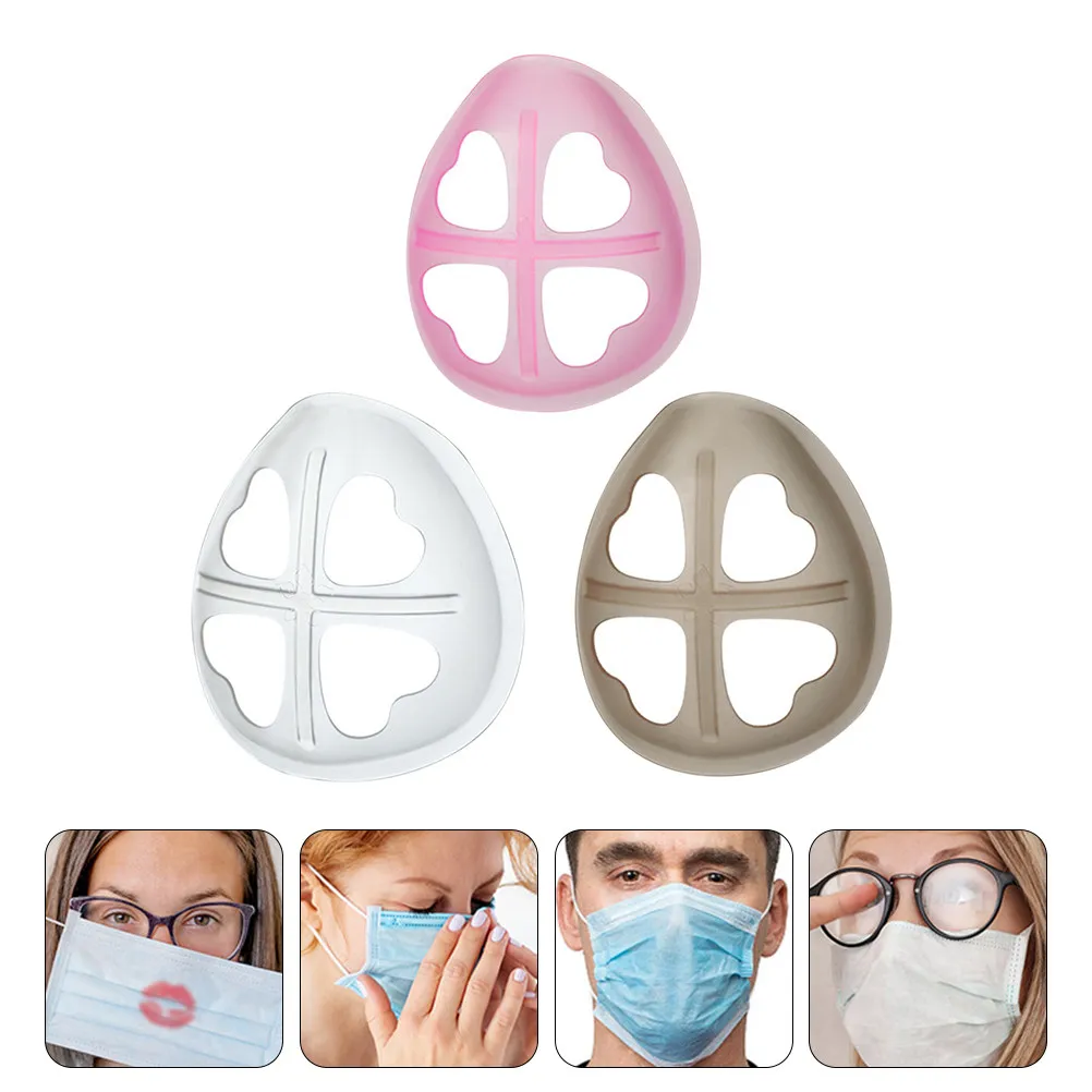 

3Pcs Silicone Mask Bracket for Breathable Comfort Lipstick Protection Lightweight Inner Support for Disposable Masks Mask