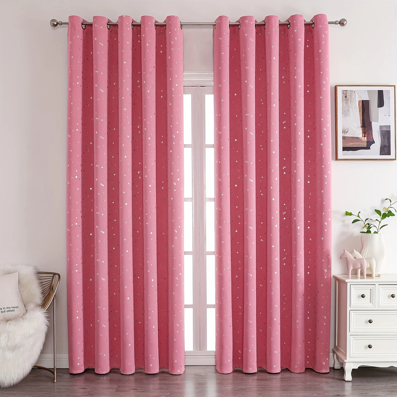 Kids Curtains Blackout With Stars Grommet Top For Bedroom Living Room Window Drapes