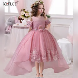 2026 New Summer Flower Girl Graduation Performance Tailcoat Embroidered Party Dress Trailing Tulle3-11 Years Old The Girl Dress