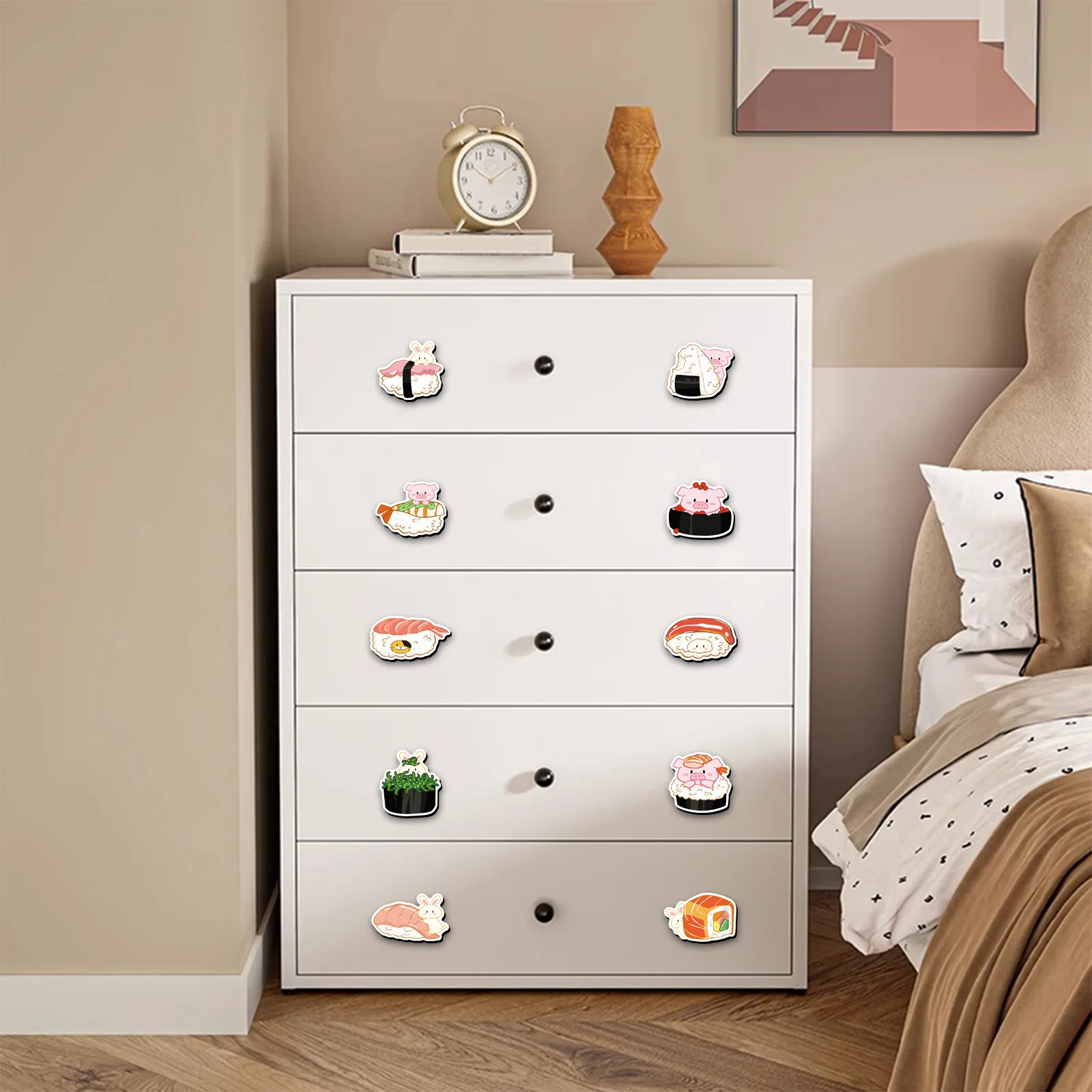 20Pcs/Set Kawaii Sushi Food Magnets Set, Cute Animal Japanese Cuisine Fridge Stickers, Cartoon Pigs & Rabbits Kitchen Decor Gift