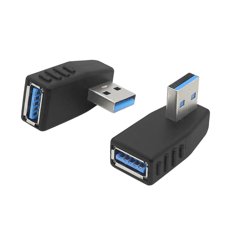 USB 3.0 ذكر إلى أنثى محول يمين يسار بيند محول موصل التوصيل أزرق أسود اللون للكمبيوتر المحمول