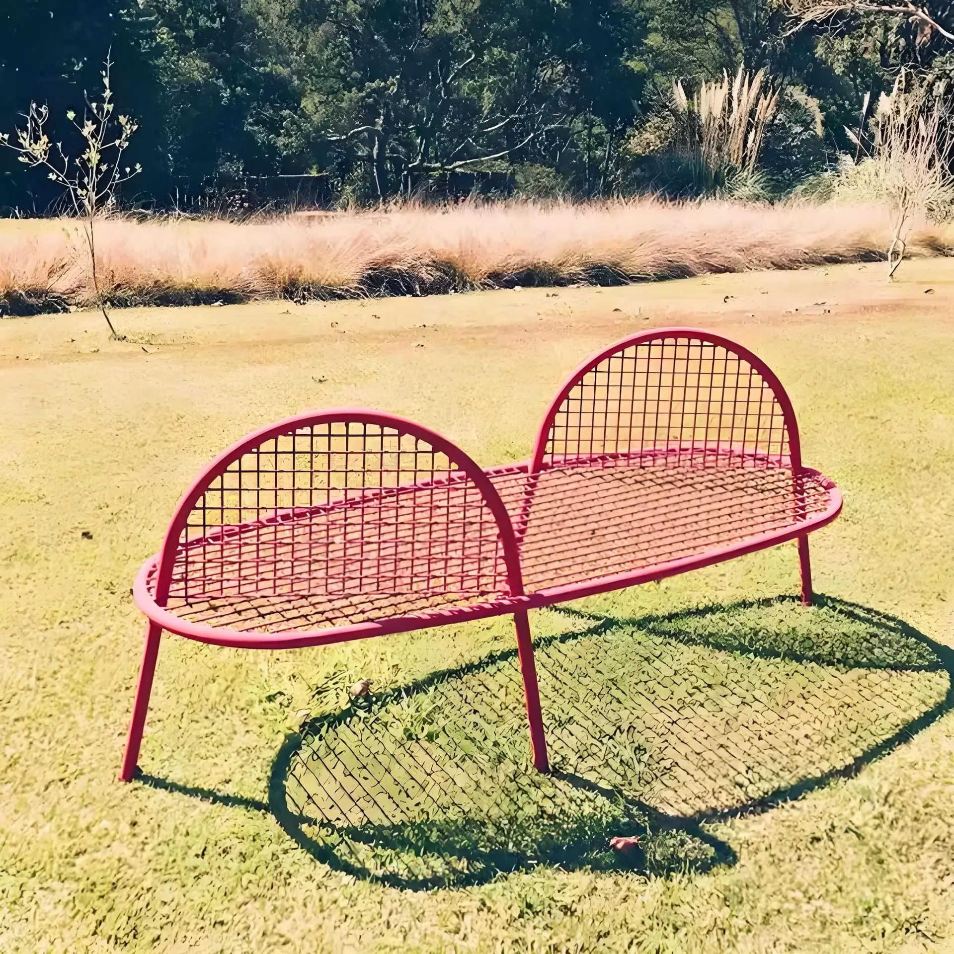 Banc de jardin en fer forgé pour l'extérieur, chaise d'extérieur en maille métallique, premium, pour parc, restaurant