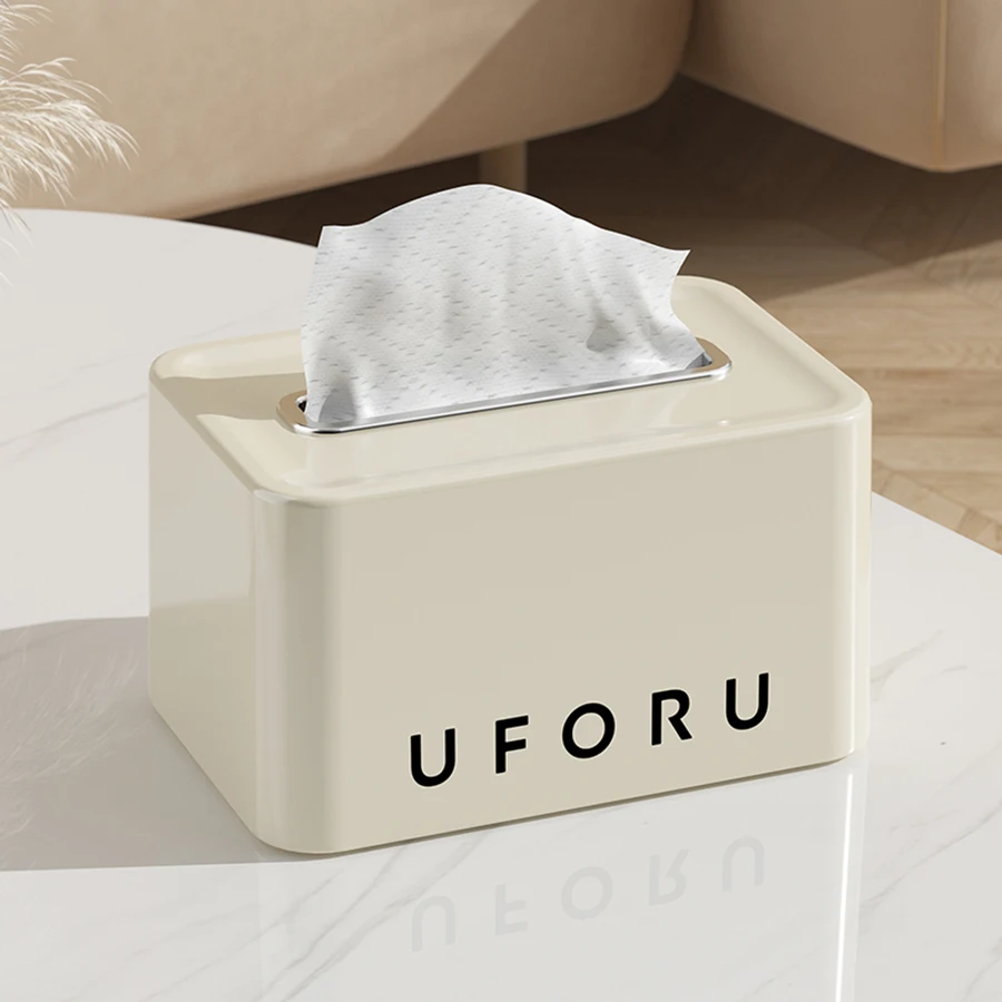 UFORU Spring Papierhandtuchbox für den Haushalt, Wohnzimmer-Tisch-Papierbox, kreative, hochwertige, luxuriöse Desktop-Box