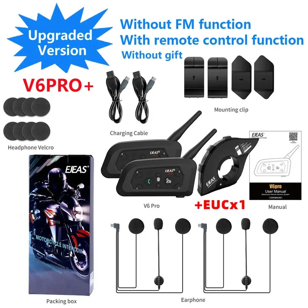 EJEAS V6 PRO+/PLUS Motorhelm Bluetooth Walkie Talkie 6 Ruiter Afstand 800 Meter Waterdicht IP67 - afbeelding 1