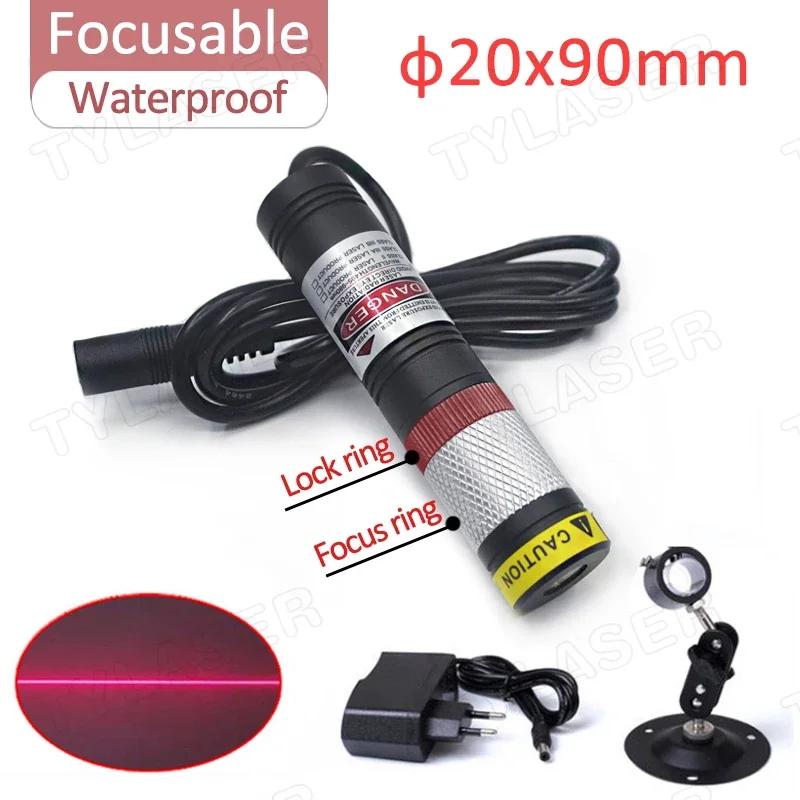 

Waterproof Focusable 20X90mm 650nm 660nm Glass Len Red Line 10/30/50/100/200mW Laser Module for Wood Cutting Positioning