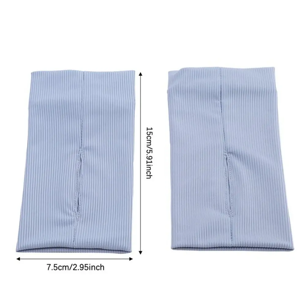1 คู่นุ่มยืดหยุ่นครีมกันแดด Half Finger ถุงมือผ้าไหมน้ําแข็ง Breathable Anti-UV ถุงมือลื่น Fingerless ถุงมือฤดูร้อนกลางแจ้ง