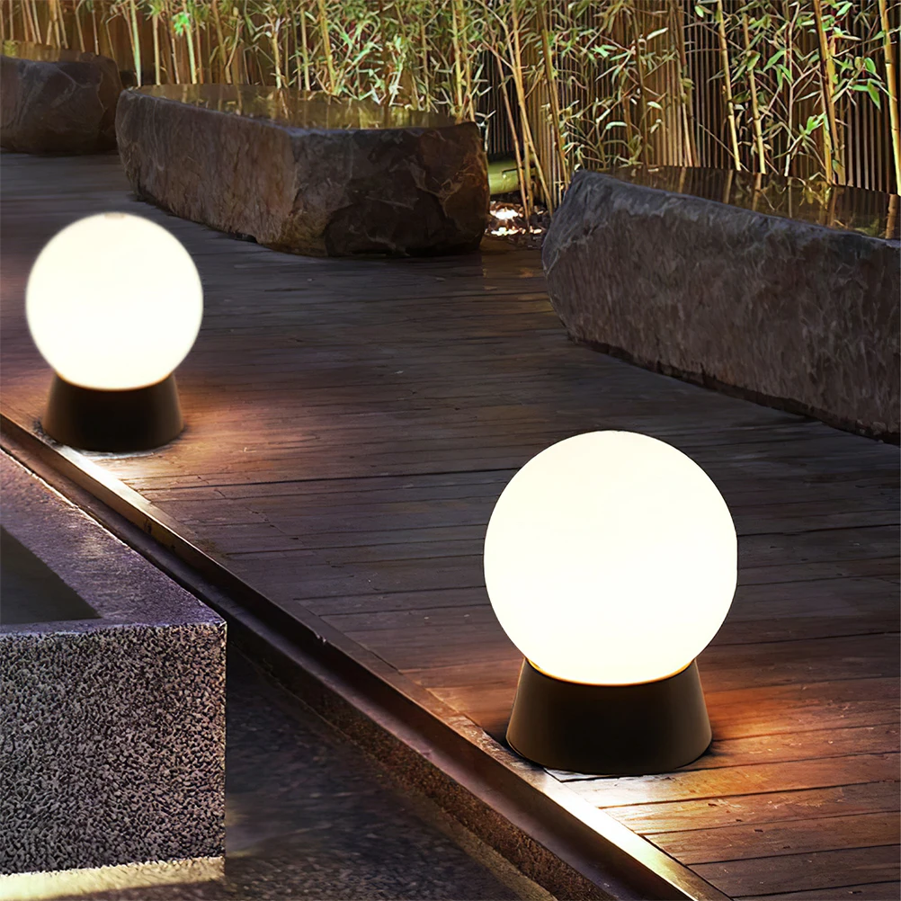 

LED Round Wall Light 200mm E27 Stainless Steel Acrylic Outdoor Garden Pathway Lamp Solar Lighting Fixtures Ball Shape