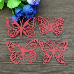 4 개/몫 나비 금속 절단 다이 DIY 카드 스텐실 사진 앨범 엠보싱 종이 만들기 Scrapbooking 칼 금형 공예품 다이