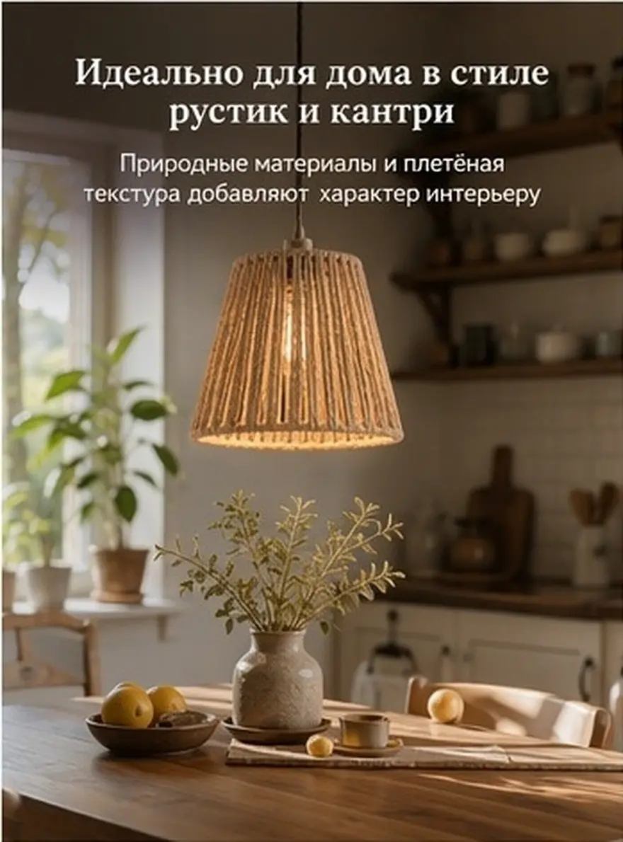 Retro Style Rustic Pendant Lamp Shade Woven Ceiling Light Cover Replacement Vintage Lampshade Small Light Cover for Indoor Home