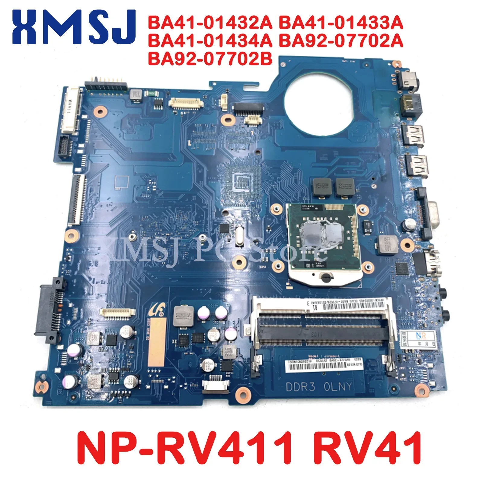 XMSJ For Samsung NP-RV411 RV411 Laptop Motherboard BA41-01432A BA41-01433A BA41-01434A BA92-07702A BA92-07702B HM55 DDR3