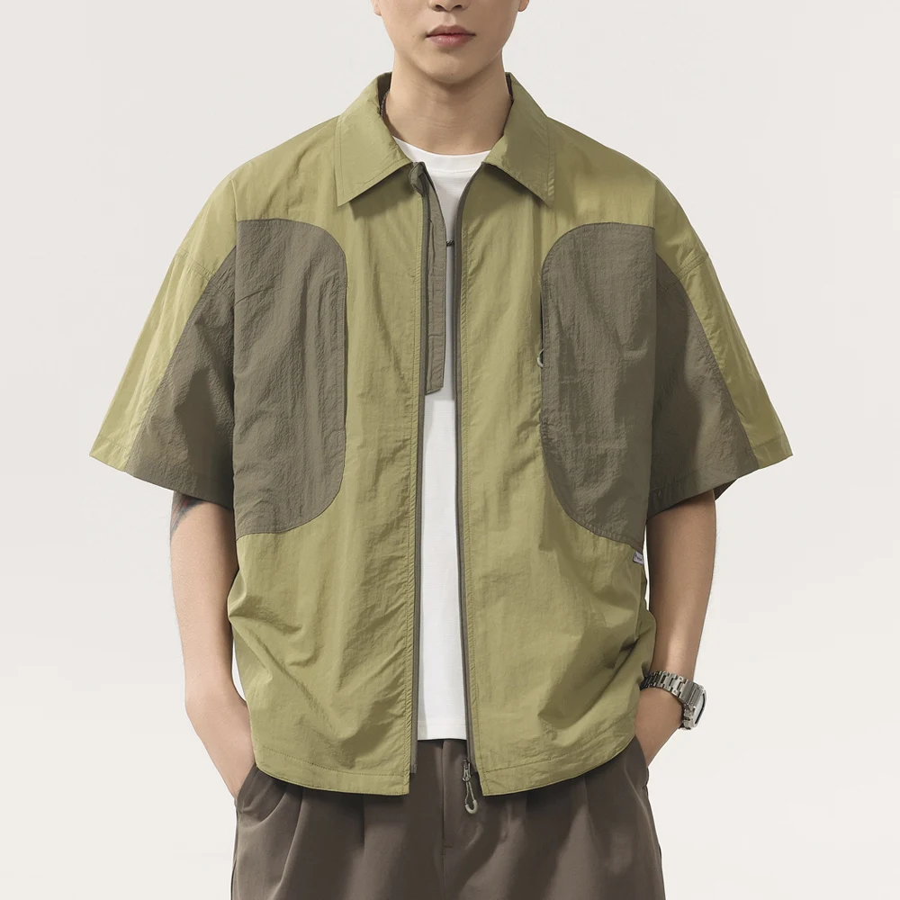 

Летняя мужская рубашка с коротким рукавом в японском уличном стиле, легкая, быстросохнущая, свободного кроя, для активного отдыха и походов, повседневная, в стиле карго