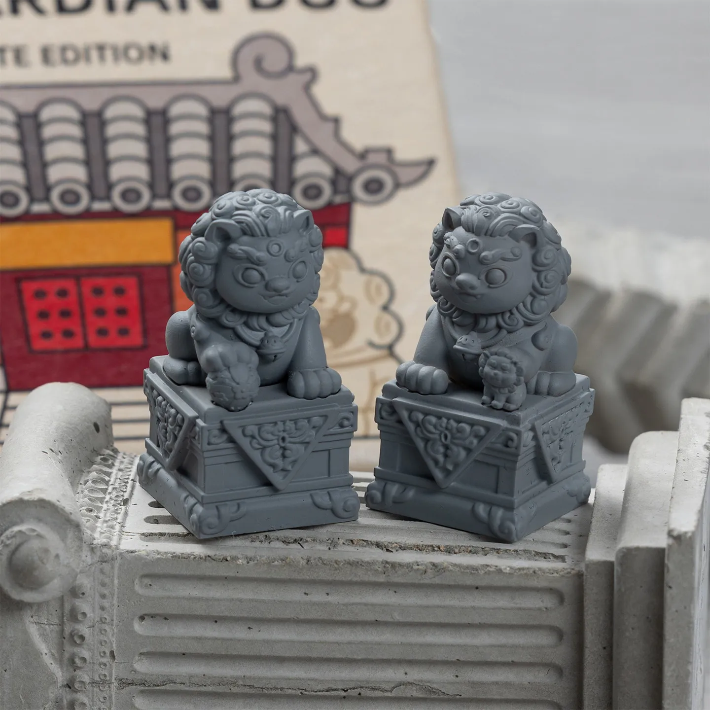 China's trendy wind attracts wealth, a pair of resin stone lion personalized keycaps, custom mechanical keyboard