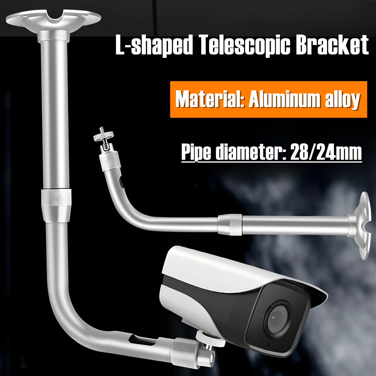 L-type Telescopic Pole Support Security Camera Wall Ceiling Mount Bracket 360 Degrees Adjustable Projector Stand Hanger Holder