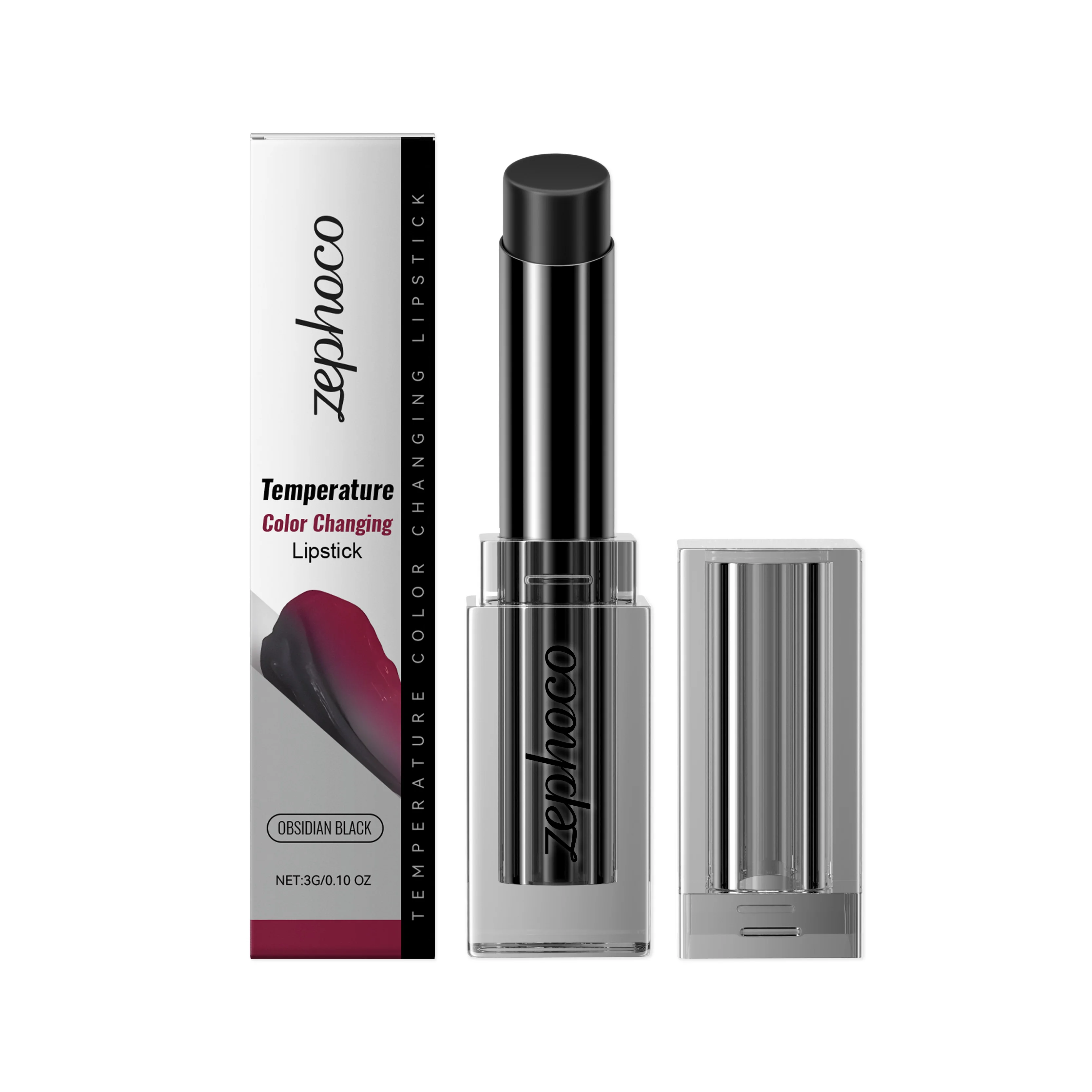 Obsidian Temperature Color Changing Lipstick, Mild Moisturizing Lip Balm, Reduce Lip Lines Nourish Soft Smooth Lips Daily Lip Makeup