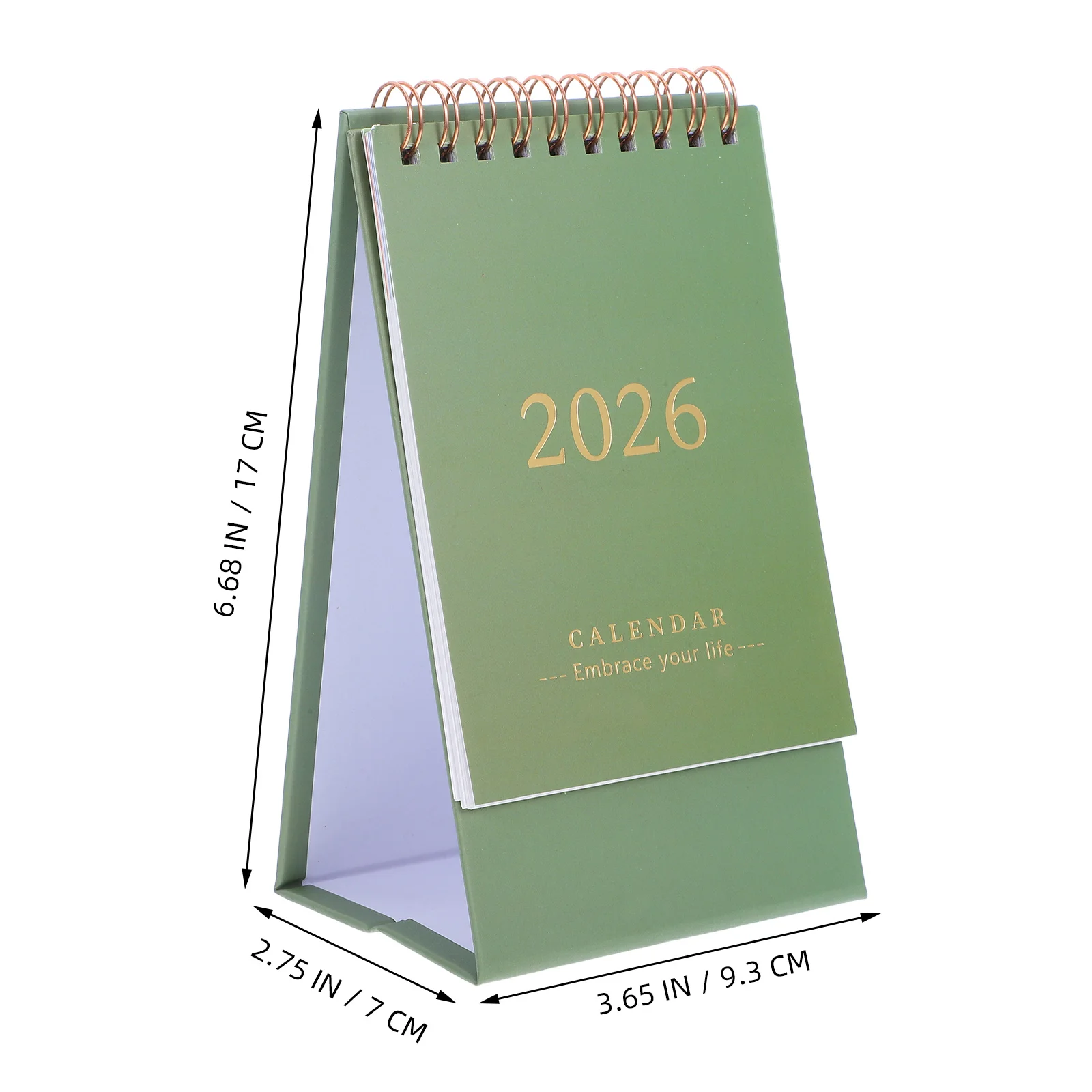 2026 Stehender Tischkalender, grün, minimalistischer Monatsplaner für den Einsatz im Heimbüro, dickes Papier, kein Tinte, Blutkalender, täglich