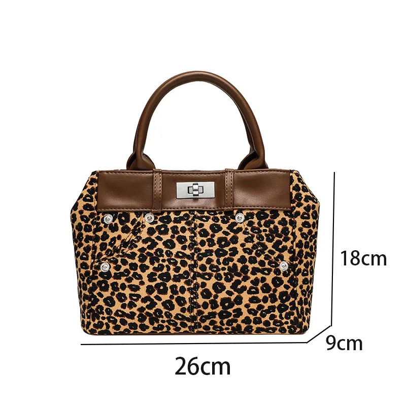 Tas selempang wanita retro motif macan tutul vintage, tas selempang kasual serbaguna cocok untuk penggunaan sehari-hari