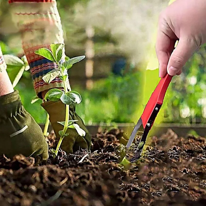 1 Pack Manual Loop Weeder Portable Handheld Weeder Red for Weeding Soil Loosening and Planting – Gardening Tool Accessories