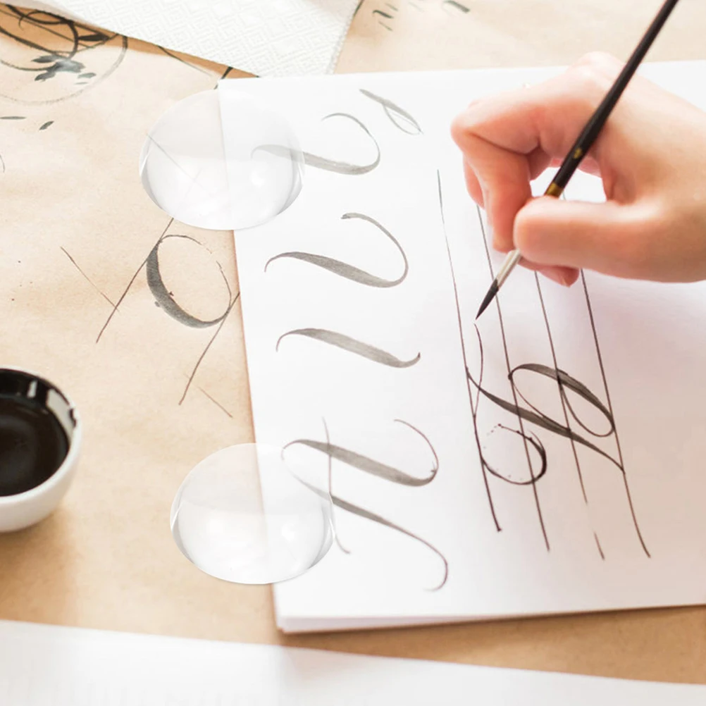 

2Pcs Heavy Crystal Paperweight Dome Shaped for Painting Writing Calligraphy Craft Projects Office Desk Home Decor