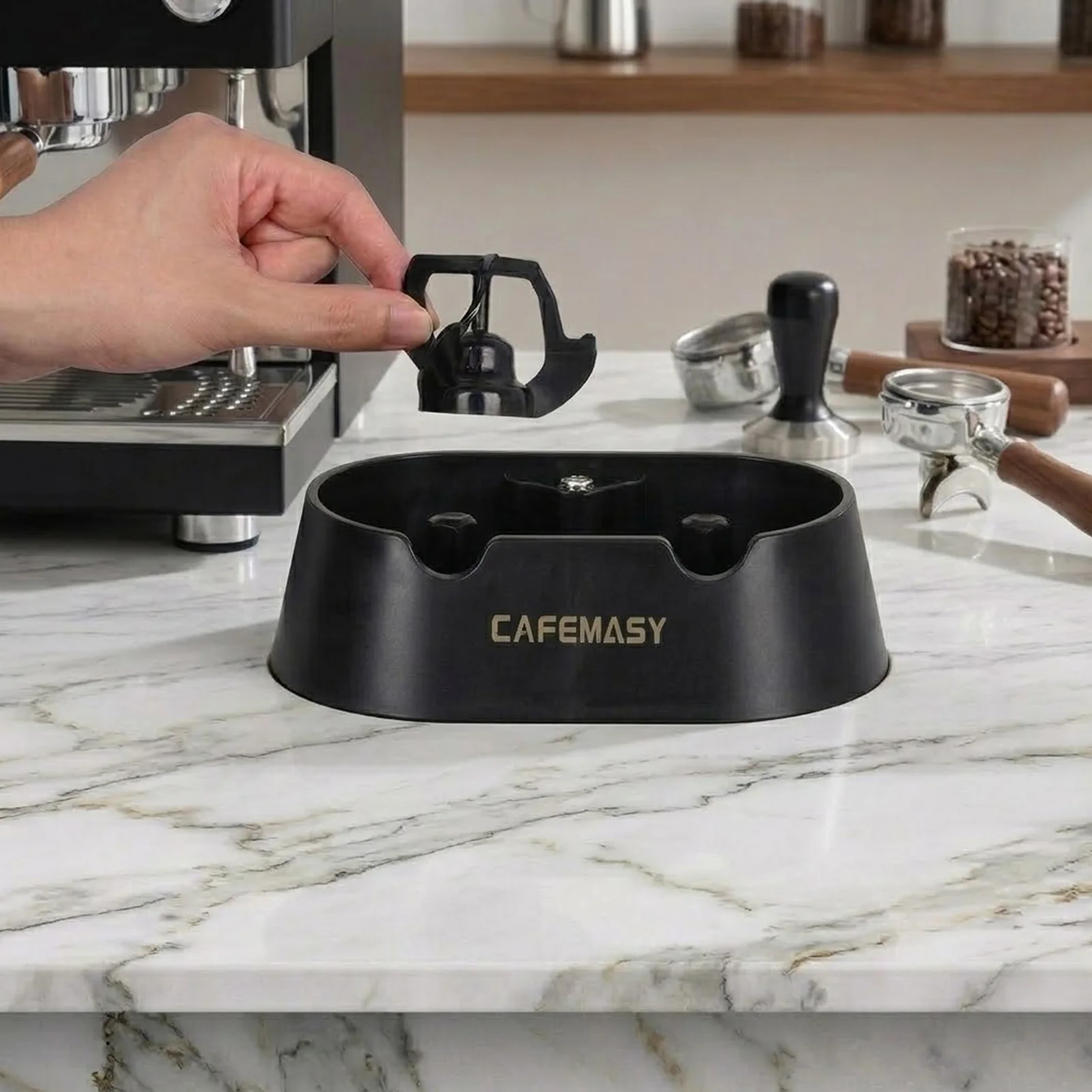 CAFEMASY Automatic Coffee Portafilter Cleaner Electric Cleaner For 58mm Portafilter Powder Bowl Cleaning BUILD IN Version