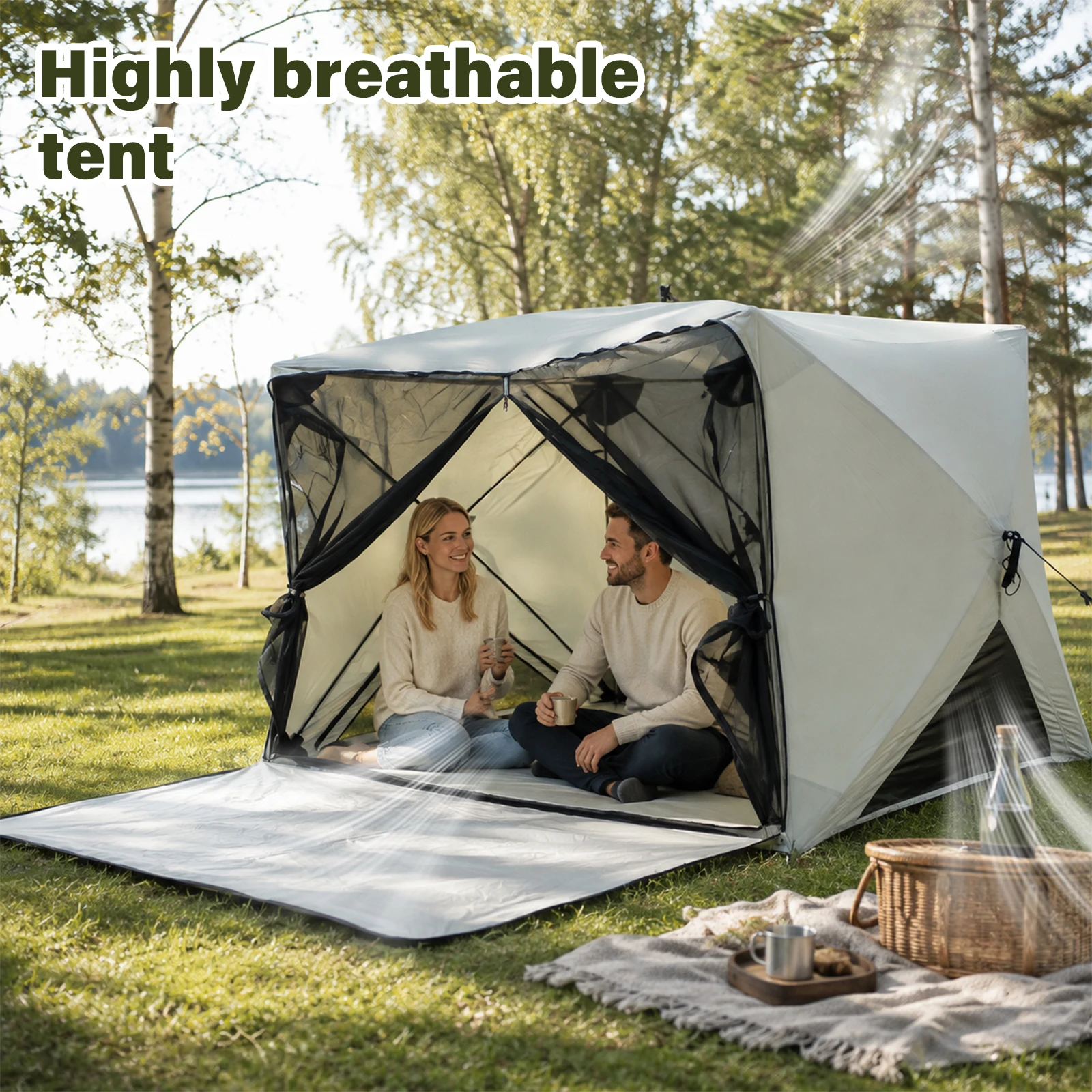 Portable Pop Up Camping Tent, Quick Setup Mesh Screen Tent for Backyard Garden Beach